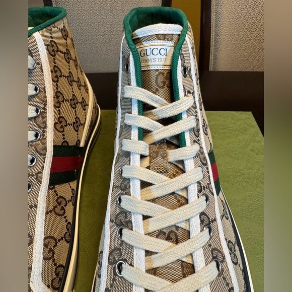 New Authentic Gucci GG Supreme High Top Sneakers Shoes - Picture 7 of 16